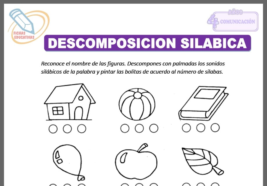 Descomposición silábica para cuatro años