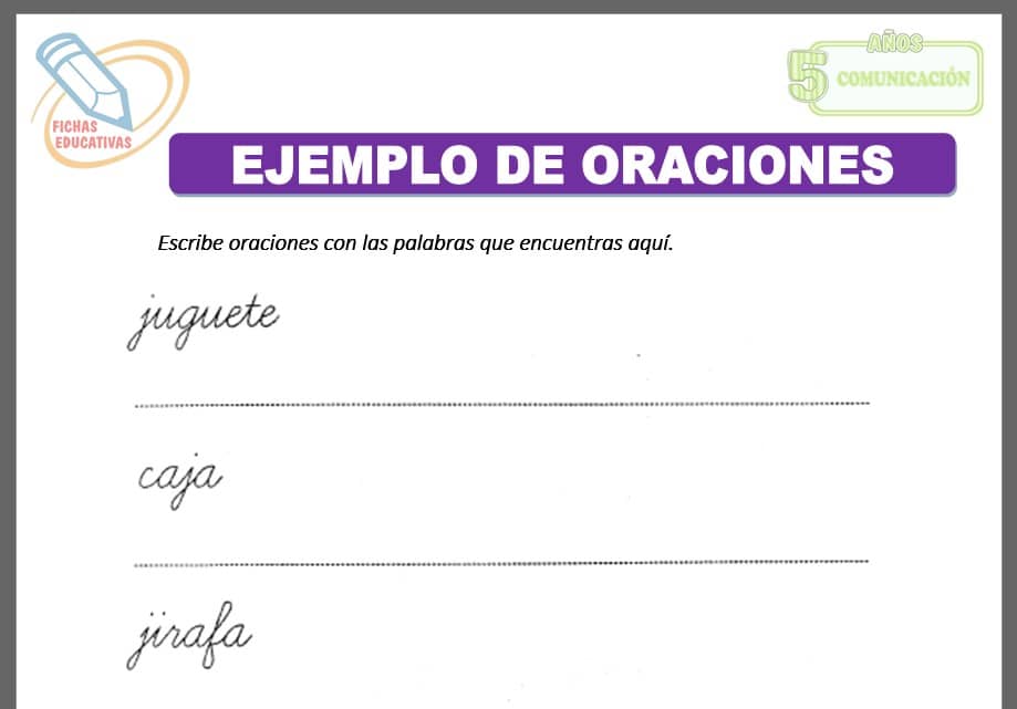 Ejemplo de oraciones para cinco años