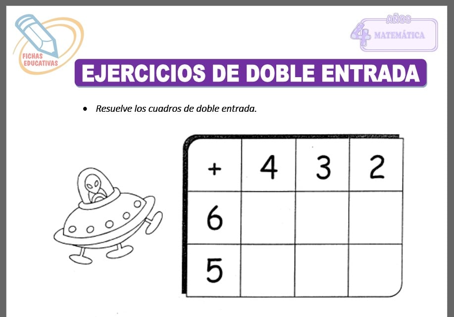 Ejercicios de doble entrada para cuatro años