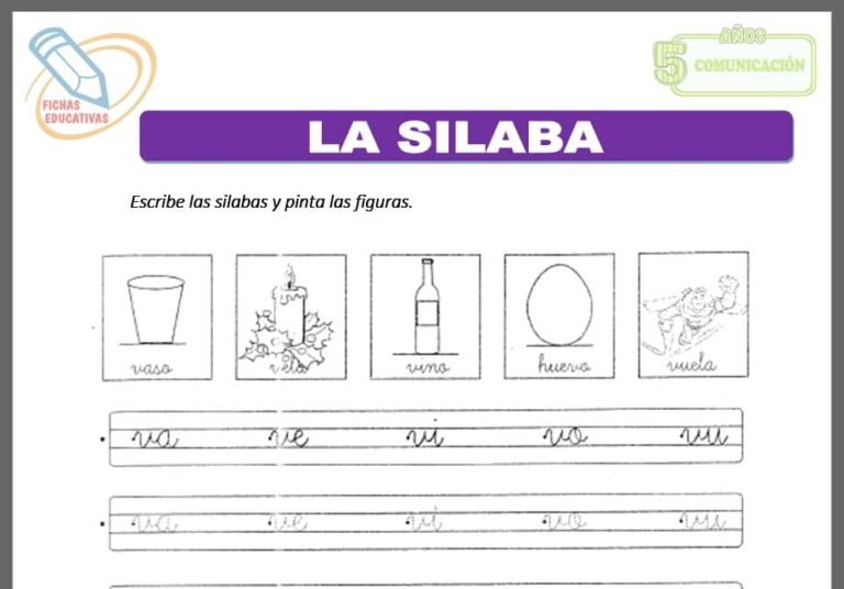 Ejercicios de la silaba para niños de Cinco Años