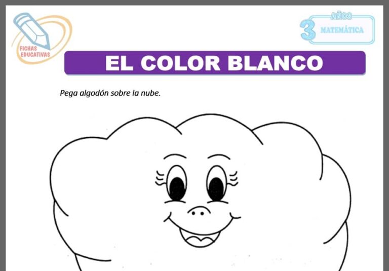 El color blanco para niños de Tres Años - Fichas Educativas