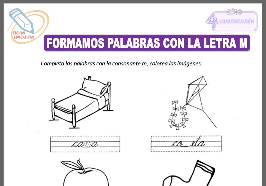 Formamos palabras con la letra m para cuatro años