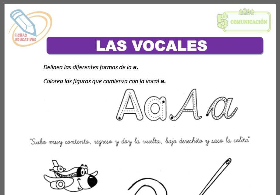 Las vocales para cinco años