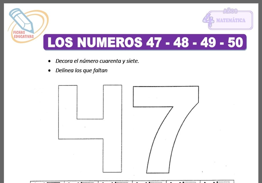 Los números 47, 48, 49 y 50 para cuatro años