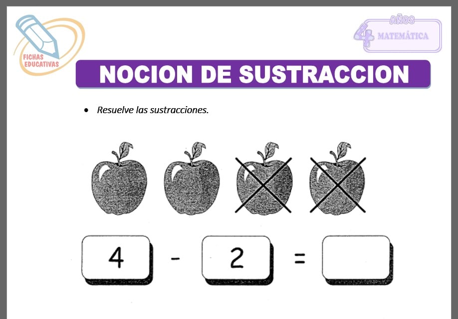 Noción de sustracción para cuatro años