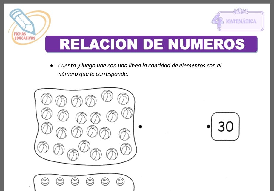 Relación de números para cuatro años