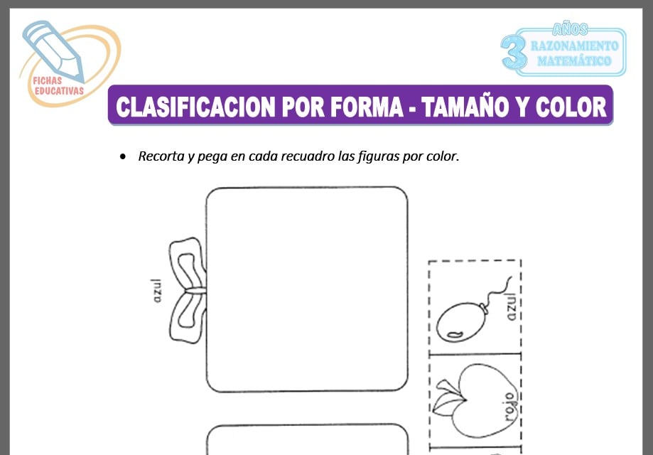 Clasificación por forma, tamaño y color para tres años