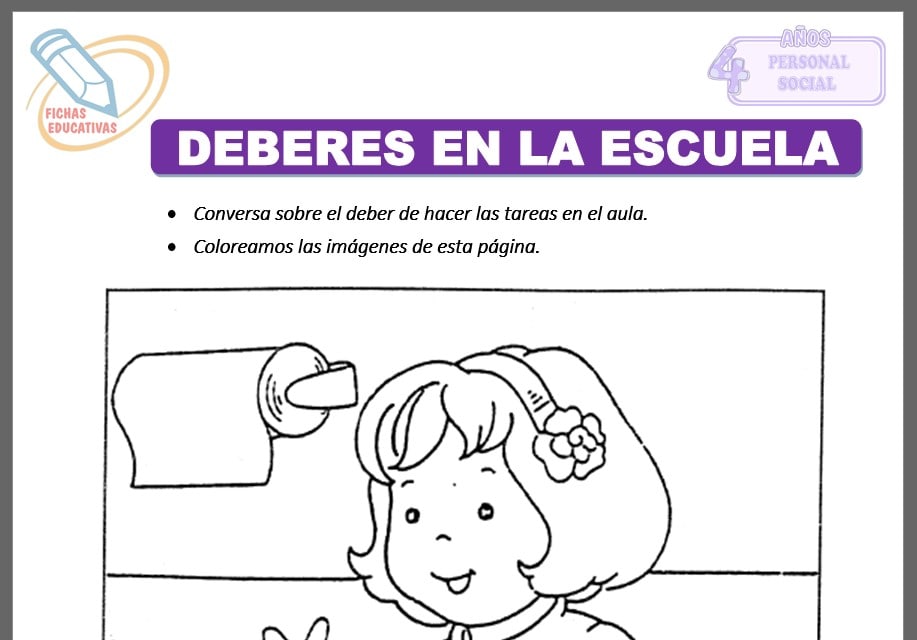 Deberes en la escuela para cuatro años