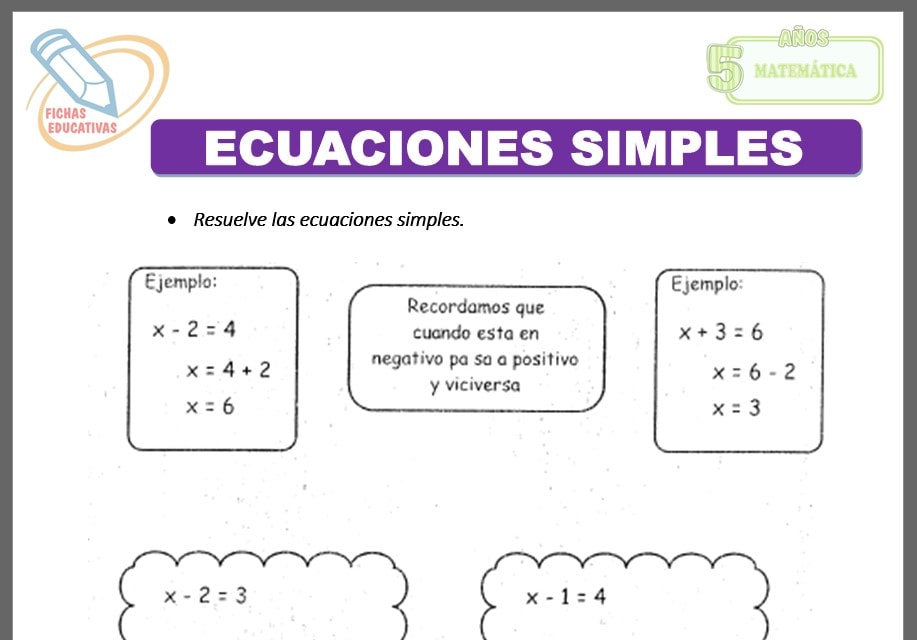 Ecuaciones simples para cinco años
