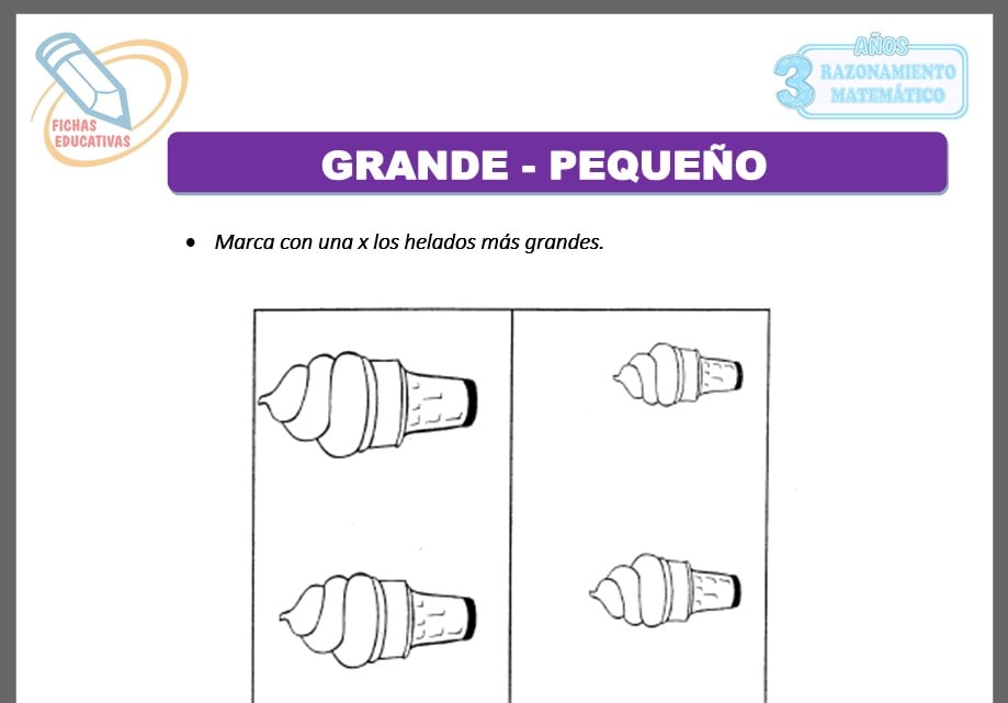 Grande - pequeño para tres años