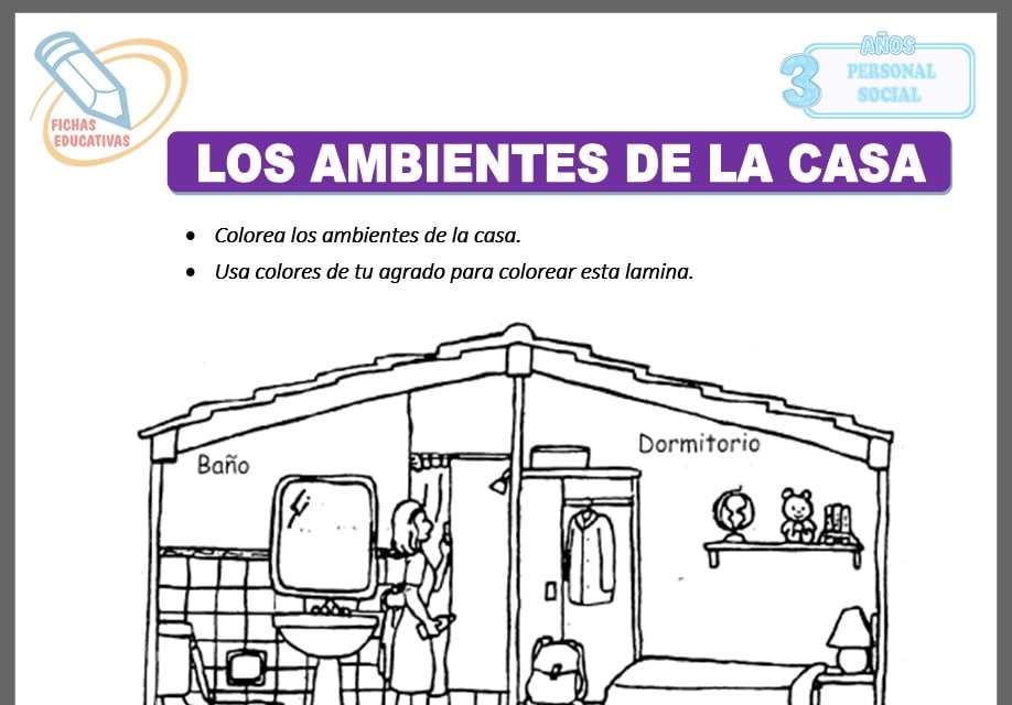 Los ambientes de la casa para tres años