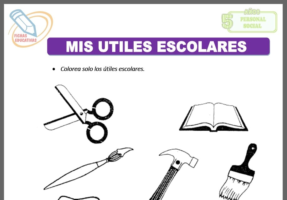 Mis útiles escolares para cinco años