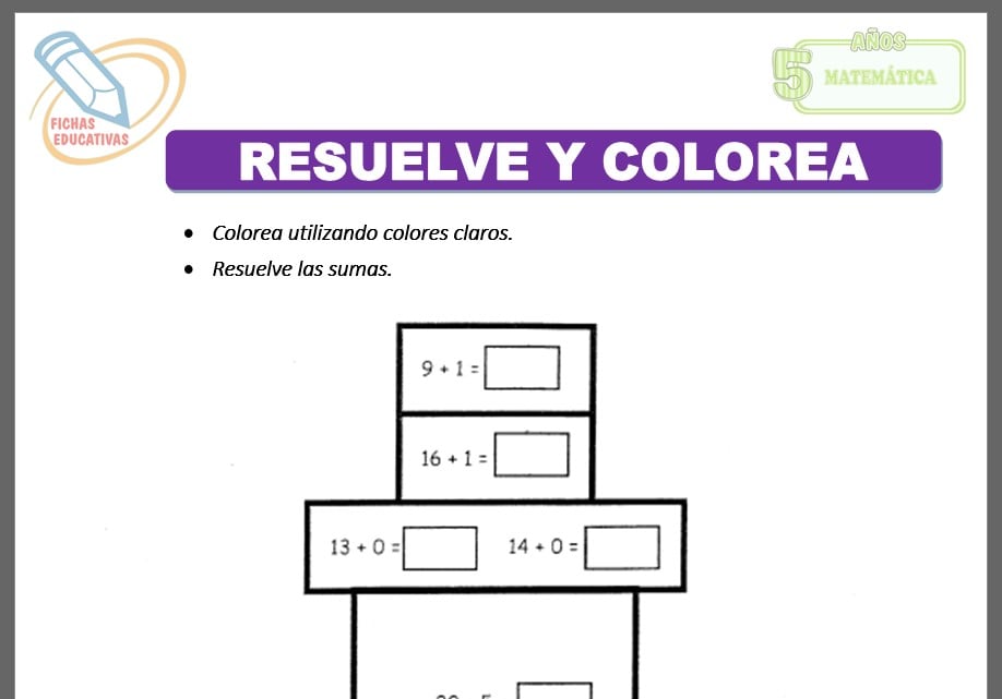 Resuelve y colorea para cinco años