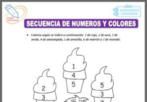 Secuencia de números y colores para tres años