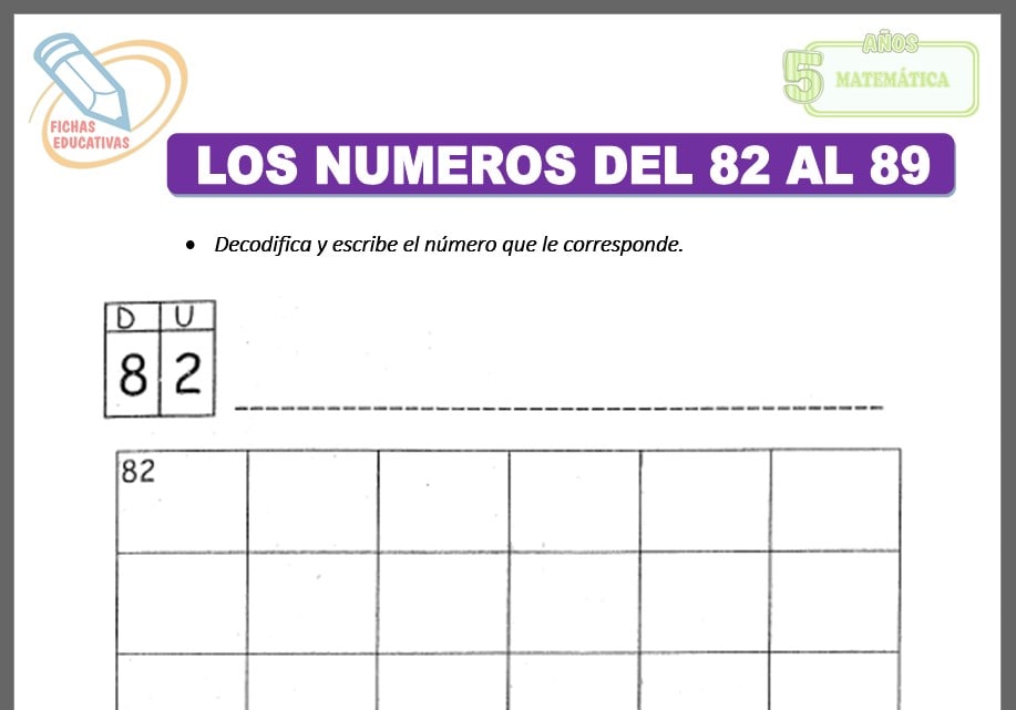 los números del 82 al 89 para cinco años