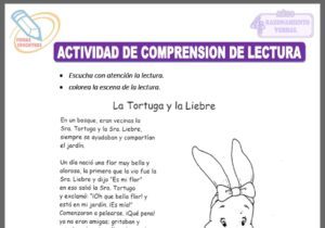 Actividad de comprensión de lectura para cuatro años