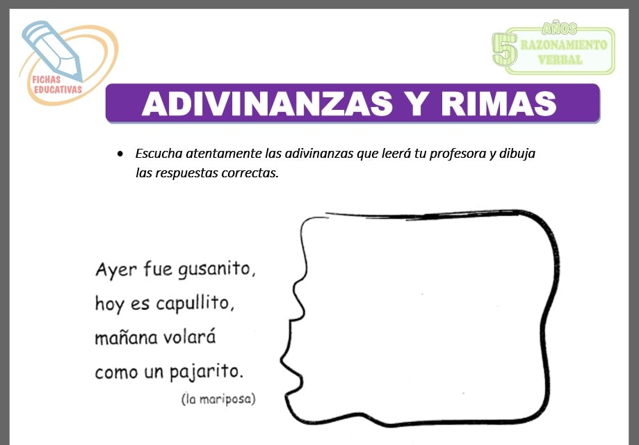 Adivinanzas y rimas para cinco años