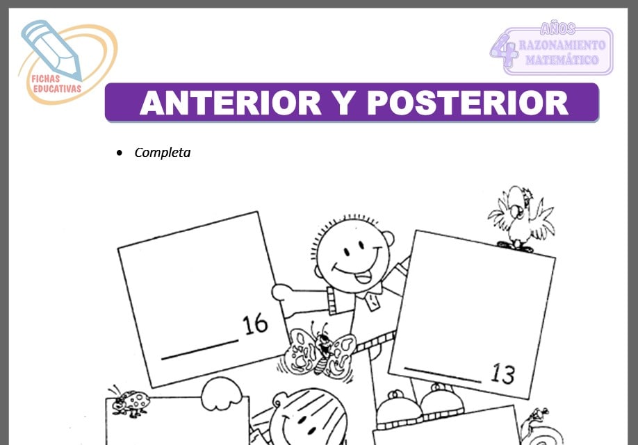Anterior y posterior para cuatro años