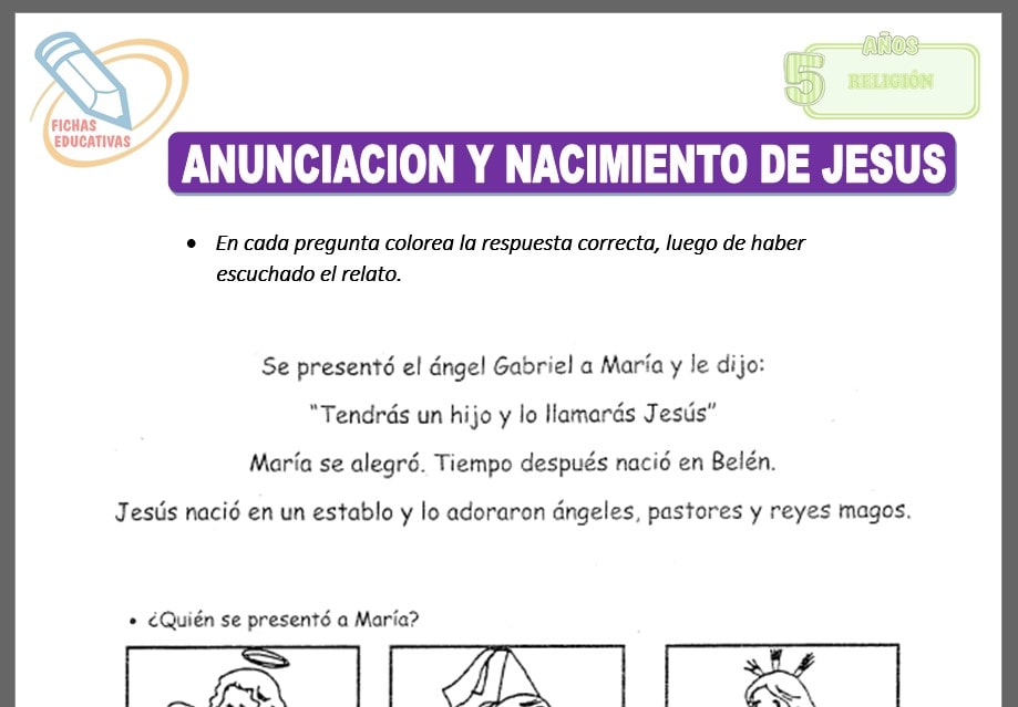Anunciación y nacimiento de Jesús para cinco años