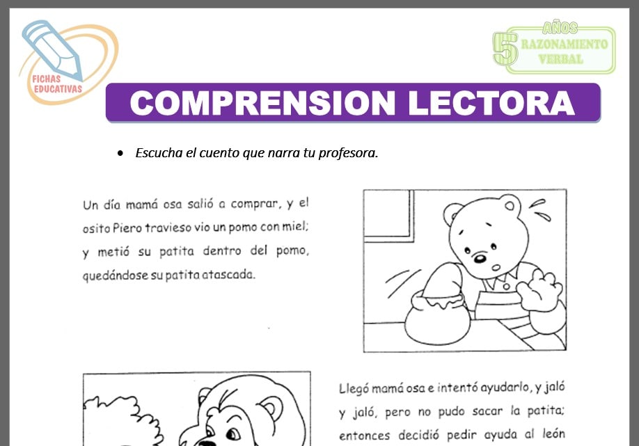 Comprensión lectora para cinco años