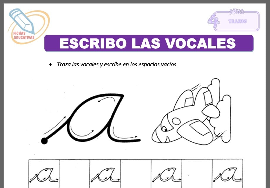 Escribo las vocales para cuatro años