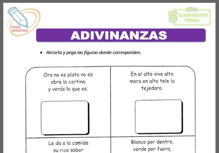 Fichas de adivinanzas para niños de Cinco Años
