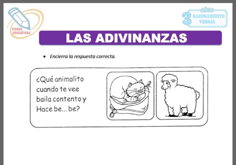 Las adivinanzas para niños de Tres Años - Fichas Educativas