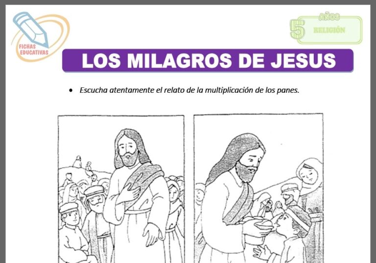 Milagros de Jesús para niños de Cinco Años - Fichas Educativas
