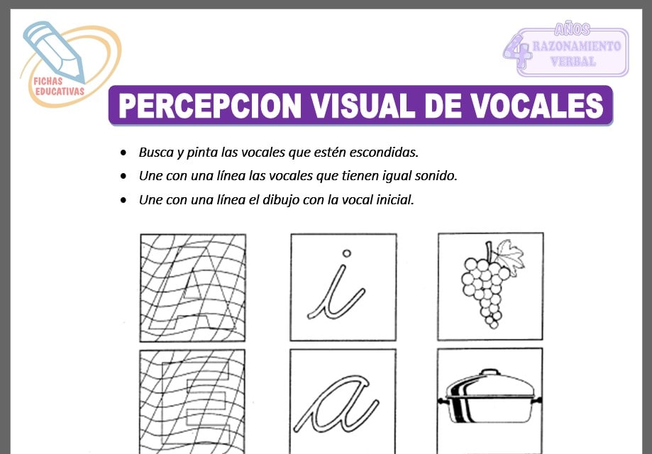 Percepción visual de vocales para cuatro años Percepción visual de vocales para cuatro años