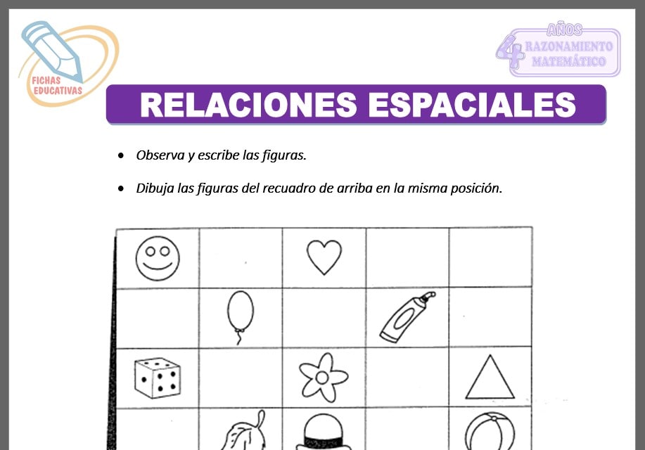 Relaciones espaciales para cuatro años