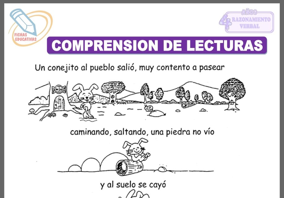 Separatas de comprensión de lecturas para cuatro años