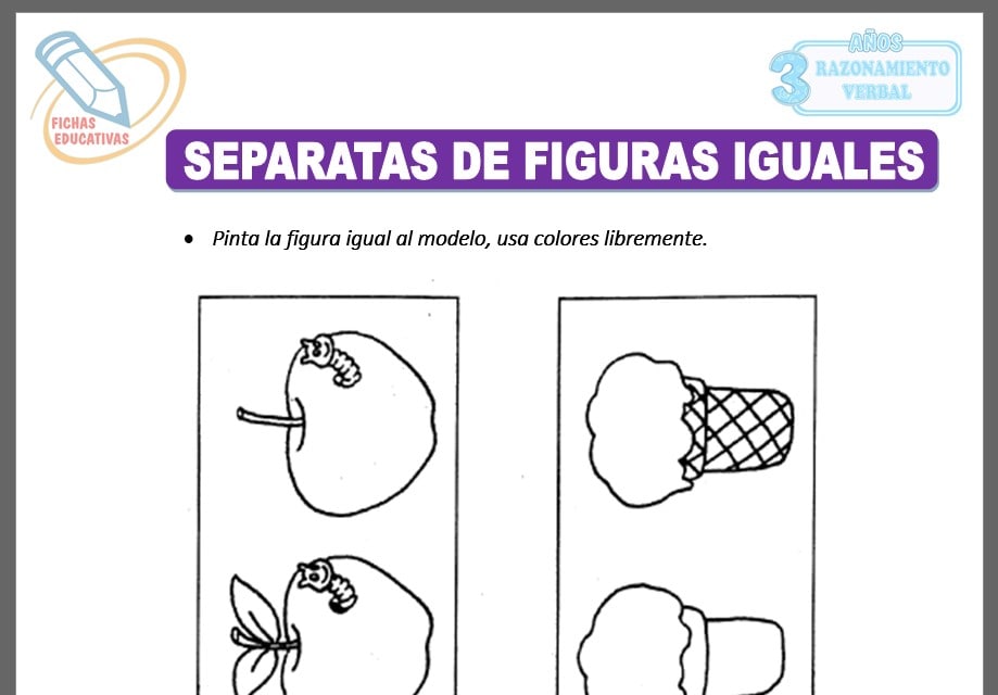 Separatas de figuras iguales para tres años