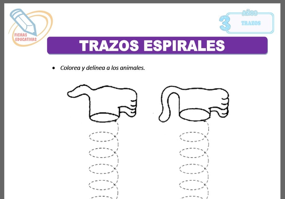Trazos espirales para tres años