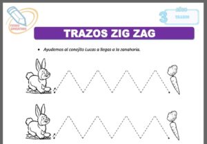 Trazos zig zag para tres años