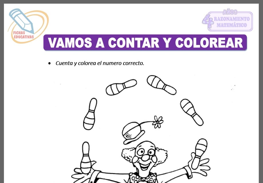 Vamos a contar y colorear para niños de Cuatro Años