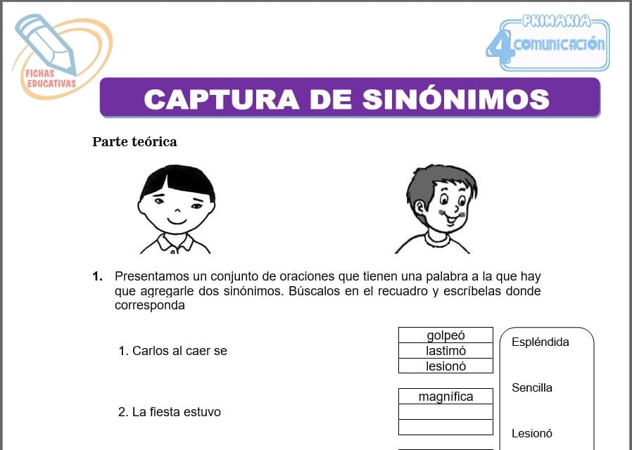 Captura de sinónimos para cuarto de primaria