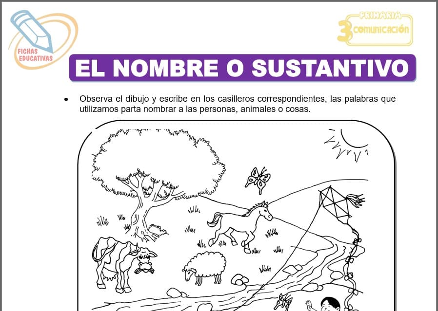 El nombre o sustantivo para Tercero de Primaria El nombre o sustantivo para tercero de primaria