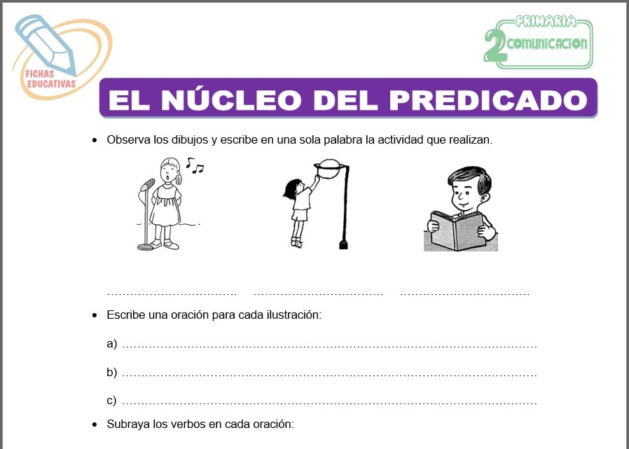 El núcleo del predicado para segundo de primaria