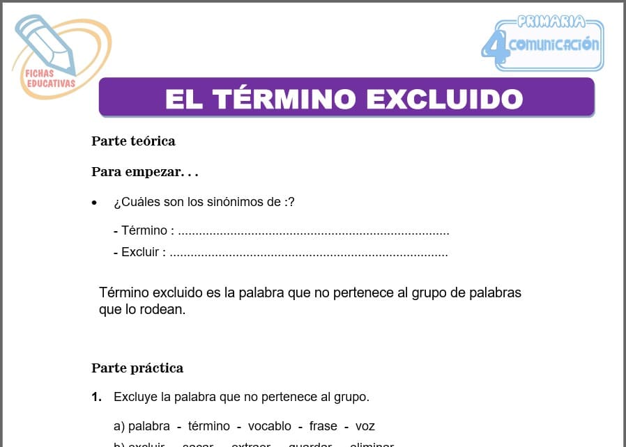 El término excluido para cuarto de primaria