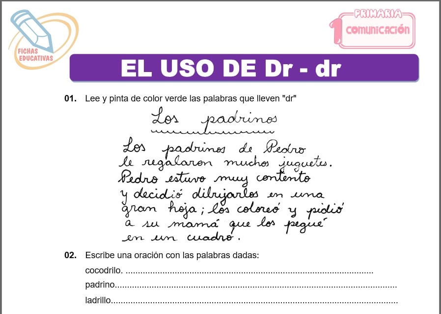 El uso de Dr - dr para primero de primaria