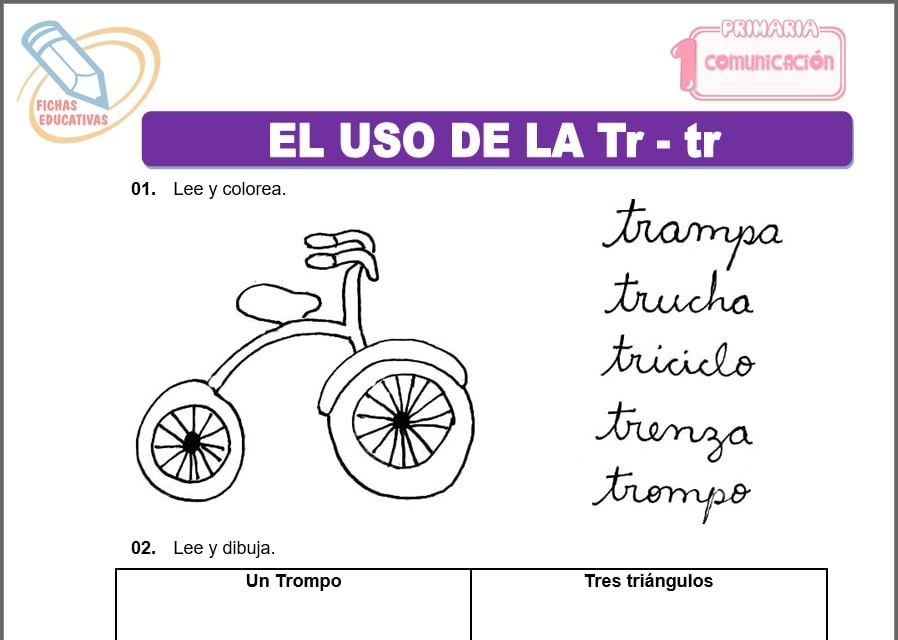 El uso de la Tr - tr para primero de primaria