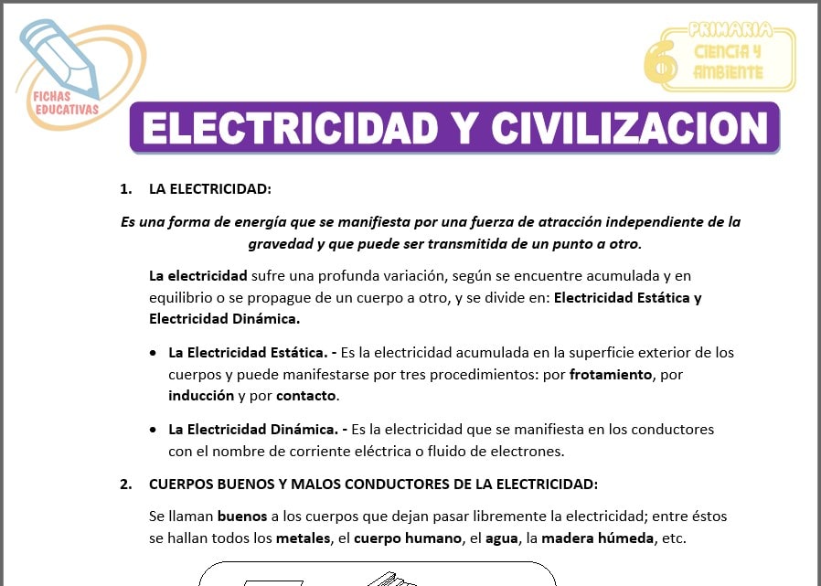 Electricidad y civilización para sexto de primaria