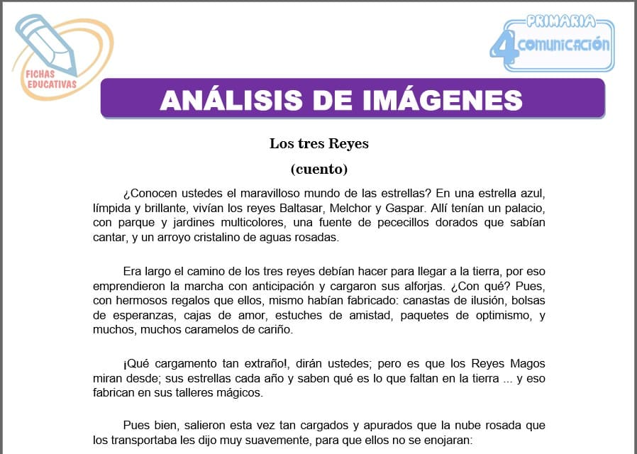 Fichas de análisis de imágenes para cuarto de primaria