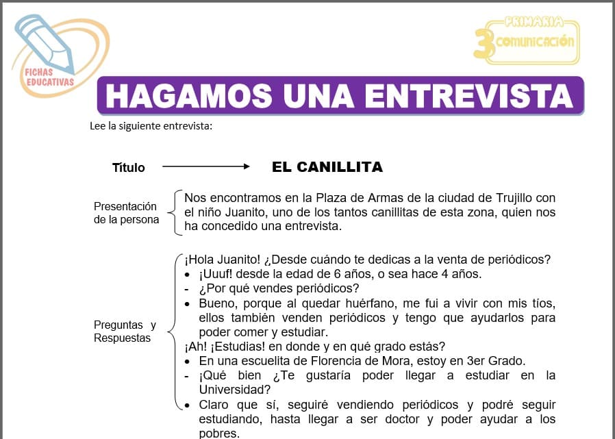 Hagamos una entrevista para tercero de primaria