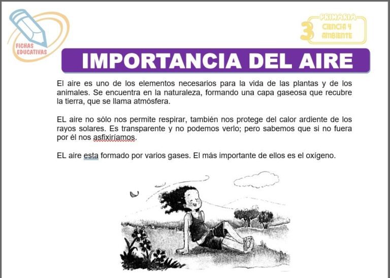 Importancia del aire para Tercero de Primaria - Fichas Educativas