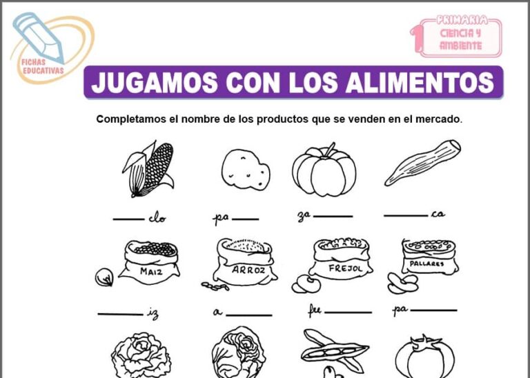 Jugamos con los alimentos para Primero de Primaria