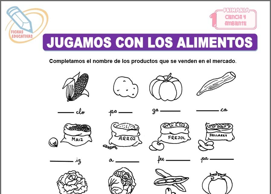 Jugamos con los alimentos para primero de primaria