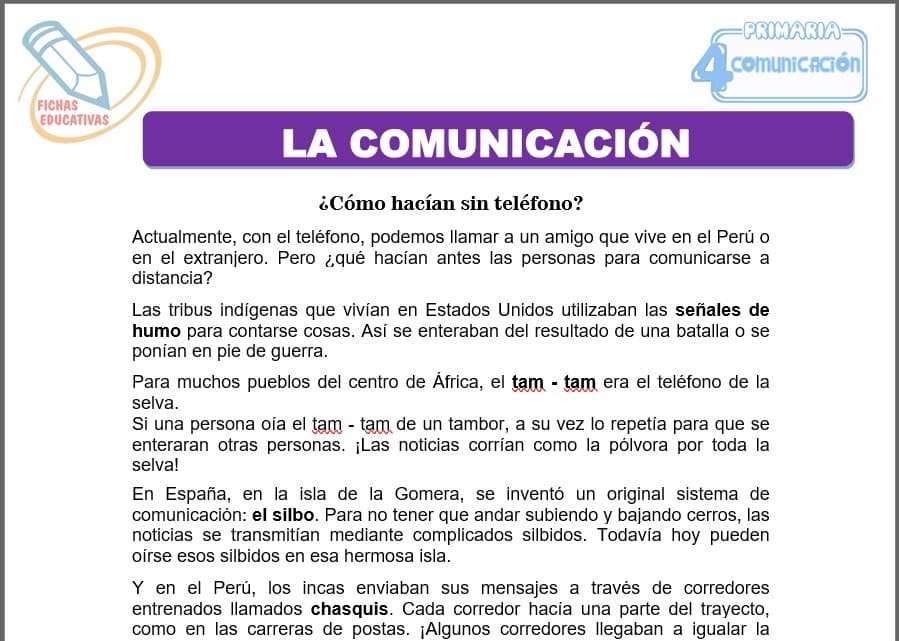 La comunicación para Cuarto de Primaria La comunicación para cuarto de primaria