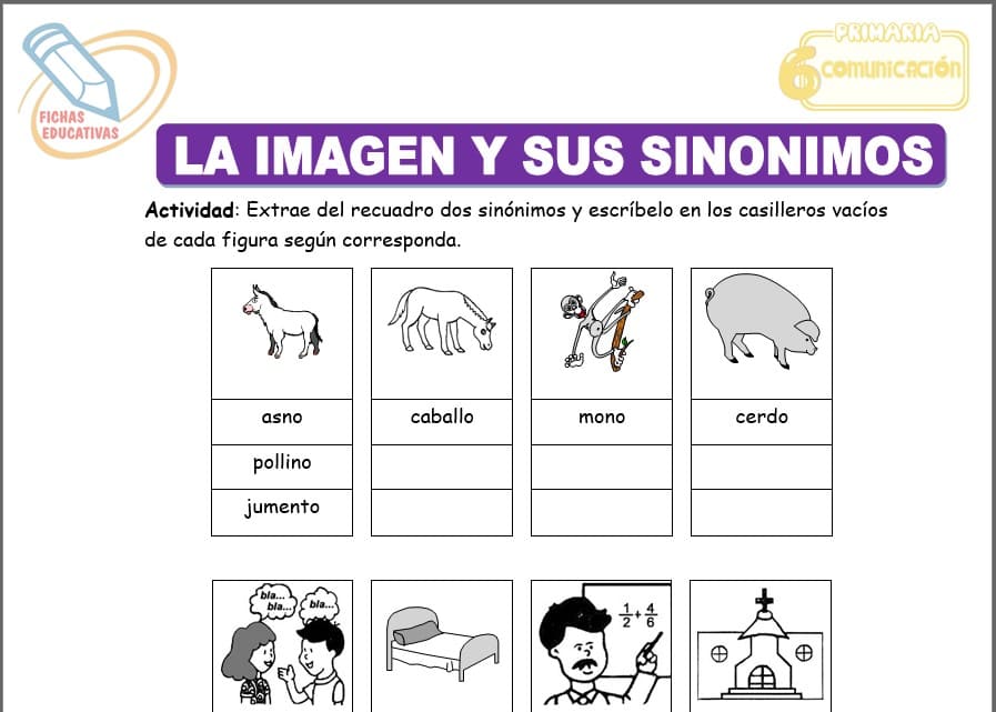 La imagen y sus sinónimos para sexto de primaria