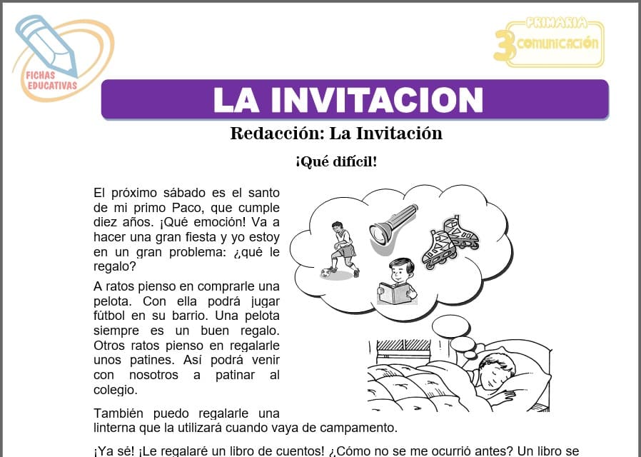 La invitación para tercero de primaria